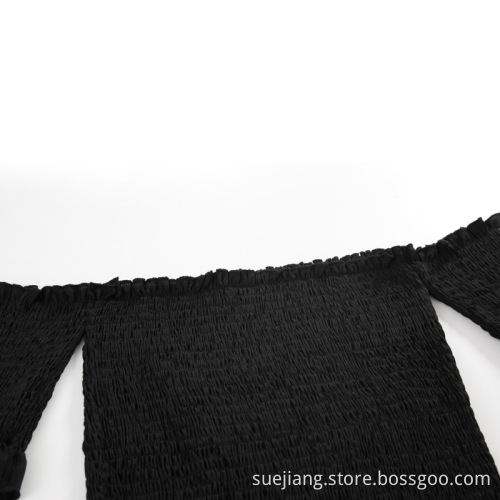 Losse off-shoulder vakantiedop met lange mouwen